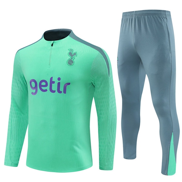 2425 Ny Tottenham Hotspur Vuxen & Barn Långärmad Halv Zip Träningströja Fotbollströja Set Green 18