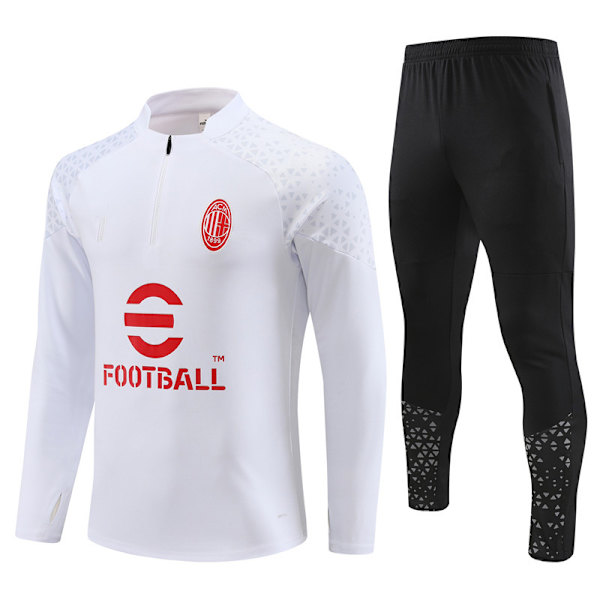 23-24 Ny AC långärmad halv-drag träningsdräkt långärmad tröja dräkt julklapp white XL