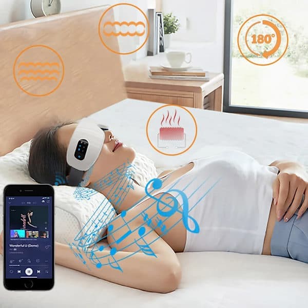 4D Smart Eye Massager Langaton Tärinä Silmienhoitolaite Kuuma Kompressoitu Bluetooth Silmähierontalasit Väsymyspussi Rynka