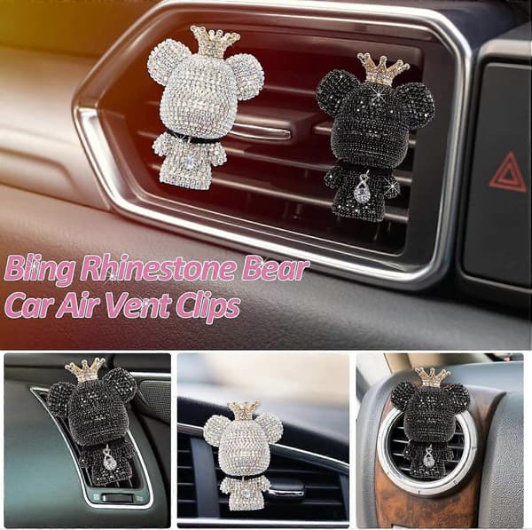 2-pack Björn Luftfräschare för Bil, Bling Luftventil Parfymklämmor Bling Ventilfräschare Bil Luftfräschare