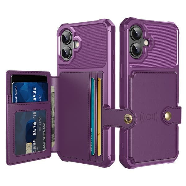 Luksus Walletshell til iPhone 16 Plus - Praktisk funktion med stilrent design Sort Svart