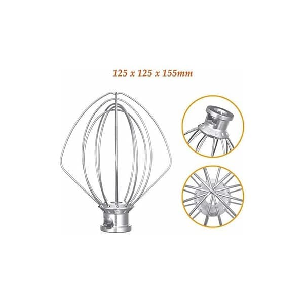 Vinklet piskeris i rustfrit stål til KitchenAid K45WW WP9704329 køkkenmaskine tilbehør