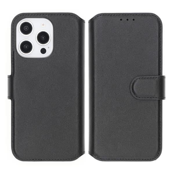 iPhone 16 Pro Max lompakkokotelo aitoa nahkaa Rvelon - Musta Musta