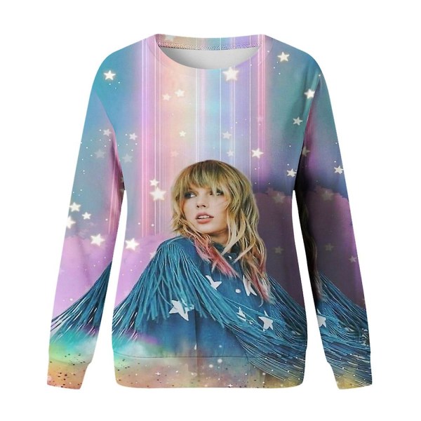 Taylor Swift -paintettu hupun alla oleva pusero Swiftie Ylisuuri Konsertti T-paita Rento Pyöreäkaulainen Pitkähihainen Pusero Hyppypaita Yläosat Faneille style 1 2XL