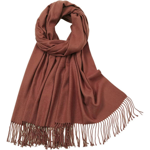 Pashmina-sjal og -skjerf for kvinner, bryllupssjal, vinter rødbrun Reddish Brown