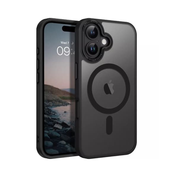 iPhone 16 Cover – Magsafe Frostet Cover – Sort Sort Sort black