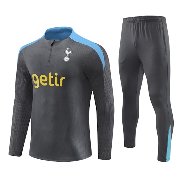 2425 Ny Tottenham Hotspur Voksen & Børn Langærmet Halv Zip Træningstrøje Fodboldtrøje Sæt Dark gray XL