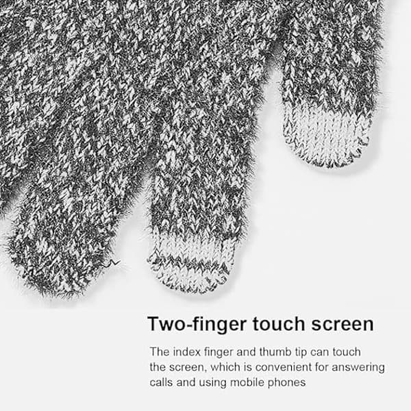 Vinterhue Halstørklæde Handsker Sæt 3 stk., Strikket Hue Touchscreen Handsker Halsvarmer Fleeceforet Grå