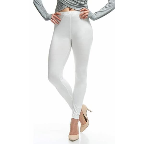 Dam högmida enfärgade stretchiga leggings vit L vit L vit