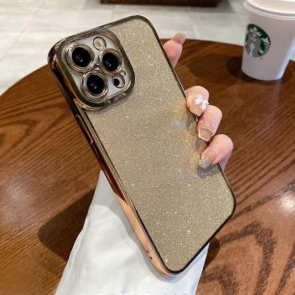 iPhone 12 Pro Glitter Luksus Deksel - Søtt Fleksibelt Plating Deksel, Kamerabeskyttelse, Støtsikkert, Motedesign for Kvinner og Menn Gold standard