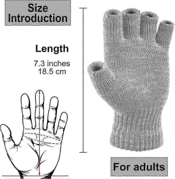 2 par fortykkede fingerløse handsker i cashmere - Vinterstrikkede handsker til mænd og kvinder, sort, lysegrå