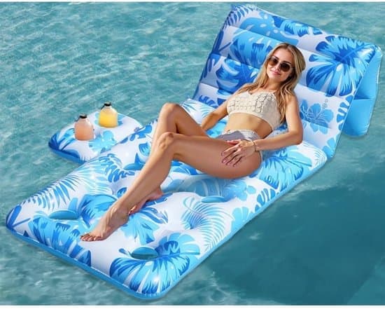 Pool Float - Oppustelig Pool Luftmadras - Lyseblå Monstera Blad Loungestol - PVC Vand Float til Sommer og Ferie - 180 X 90 Cm