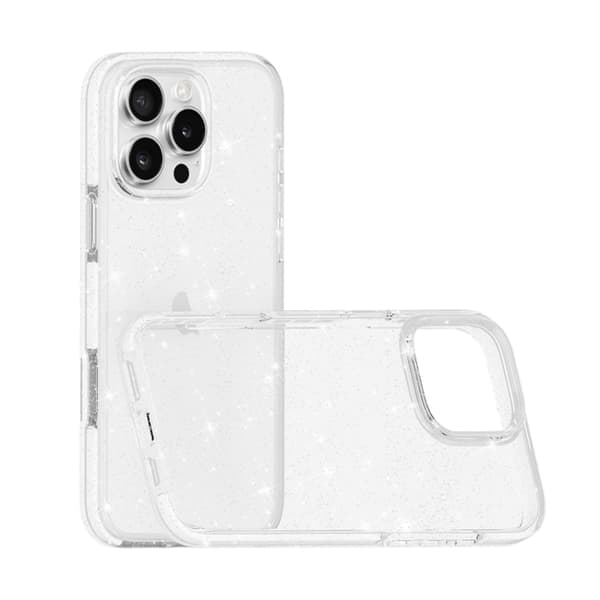 iPhone 17 Scale - Tofarget Klart Glitter TPU+TPE Full Beskyttelse