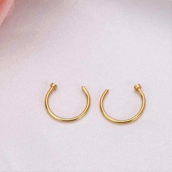 2 stk. Unisex Kirurgisk Stål Hængslet Klikker Segment Næseringe Bøjle Helix Brusk Øreringe Titanium Stål Kropspiercing Stud, Sort Golden