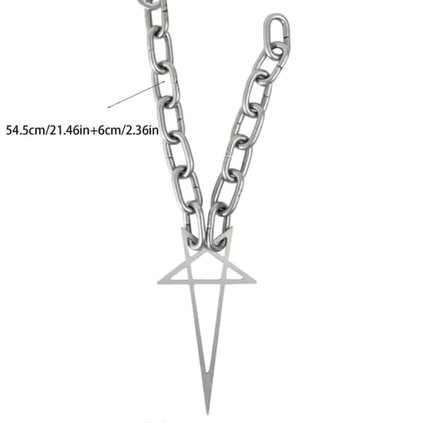 Punk Gotisk Länkkedja Pentakel Halsband, Grov Kedja Kpop Mode Smycken för Män Kvinnor