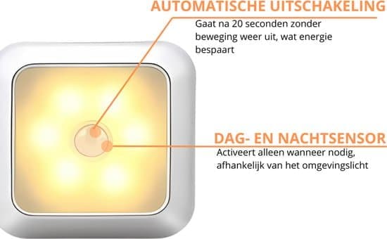 6-pakning LED-lys med bevegelsessensor - Varmhvit - Batteridrevet nattlys - Trådløs sensor - Skapbelysning - Trappebelysning