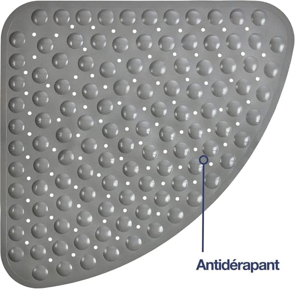 Buet bruse-/bademåtte, skridsikker, skimmelresistent, til brusebakke, (grå, 54 x 54 cm)