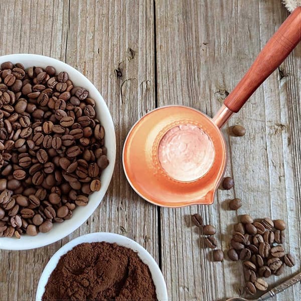 450ML Ren Kobber Håndlaget Kaffe Te Sett Tyrkisk Gresk Arabisk Kaffe Kanne Med Kaffehåndtak