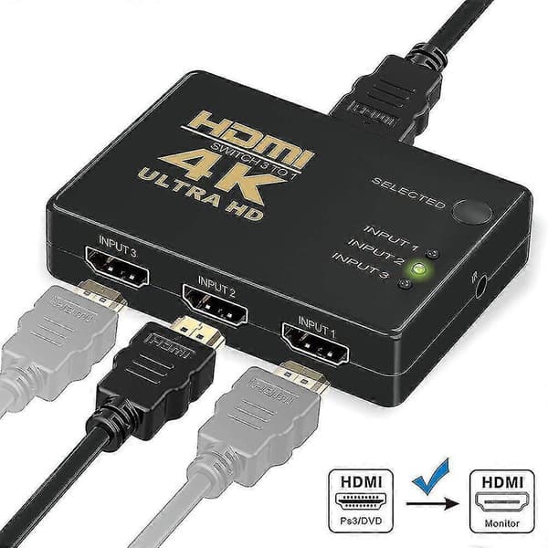 Intelligent 5-portars HDMI-switch, splitter, stöder 4k, Full Hd1080p, 3d med fjärrkontroll kompatibel med Switch