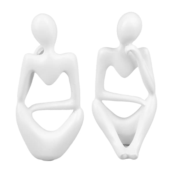 Hard Splasher Statue Abstrakt Tenkerfigur Tenkerstil Dekorasjon for Stue Kontor Bokhylle Hvit Venstre White Left