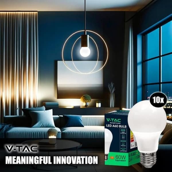 LED-lampe - V-TAC - A60 - E27 - 8,5W (f.eks. 60W) - 4000K 806 lm
