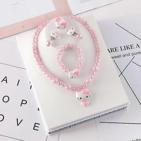 Sanrio KT Smykkesæt Halskæde Ring Armbånd Kawaii Tilbehør til Piger A3