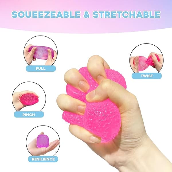Squishy Fidget Legetøj til børn og voksne stresslegetøj, super solid klemmebold, sensorisk lindring af stress, fødselsdag (farveæske) Pink