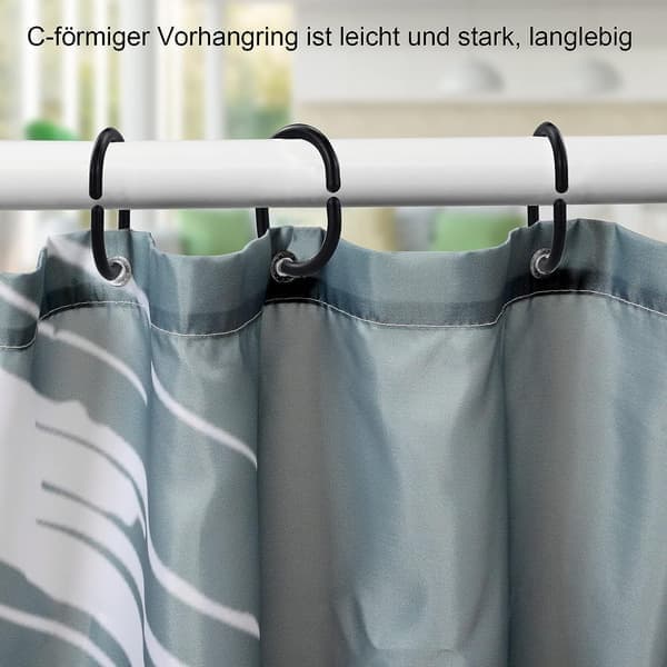 12 stk. C-formede sorte plastikgardinringe Gardinkroge til dørgardin, vinduesgardin