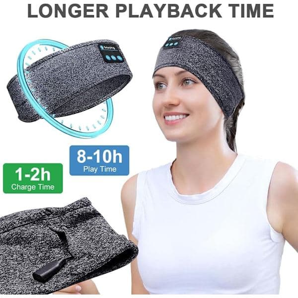 Sovhörlurar Grå, Bluetooth Pannband Ögonmask Hörlurar för Sömn Resa Avkoppling Gåva gray