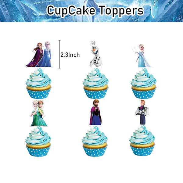 Frozen-temafestdekorasjonssett, bannere ballonger kaketopper bursdagsfestutstyr