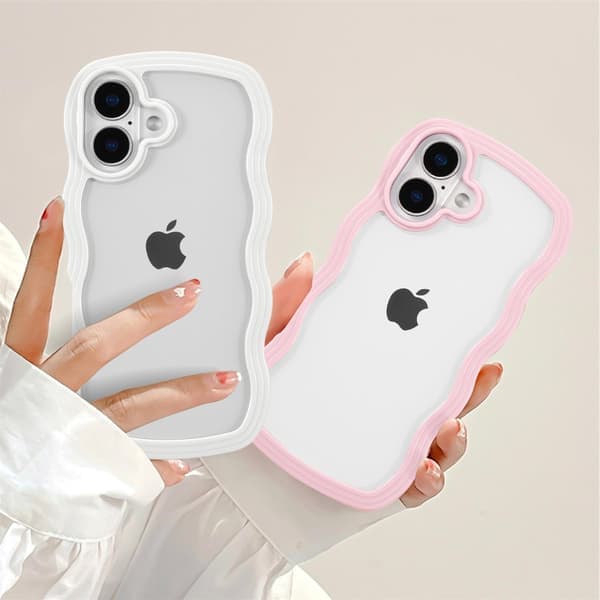 Iphone 17 Mobilskal, Sött Vågigt Transparent Mobilskal [Vit] Vit White