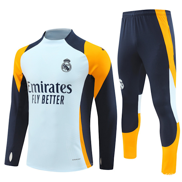 2425 Real Madrid Fotbollsträningströja Långärmad Hemmatröja Vuxen & Barn Set (Spelare Version) Light blue 12
