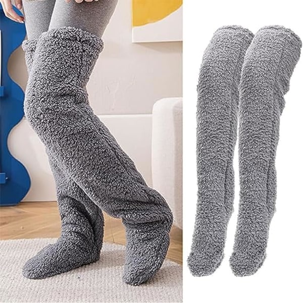 SnugglePaws Sokkeslippers, damessokkeslippers, søde varme sokker benvarmere knæsokker varme slippersokker Dark Gray