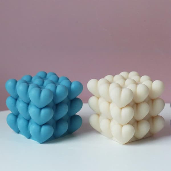 1 stk 3D boble hjerte lysform silikone lysform - DIY lysform - chokoladeform - harpiksform - silikoneform