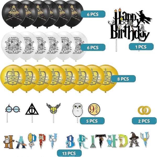 Harry Potter Bursdagspynt - Tryllekunstner-tema, Gratulerer med dagen-banner for barn