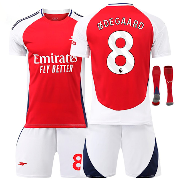 2425 Arsenal hjemmebanesæt nr. 7 Saka, nr. 8 Odegaard, nr. 11 Martinelli og andre sæt til voksne og børn No. 8 Odegaard 16