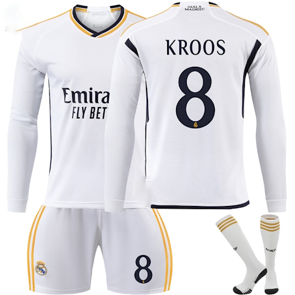 2324 Real Madrid långärmad fotbollströja nr 7 Vinicius 5 Bellingham 10 Modric och andra fotbollströjset No.8 KROOS 2XL