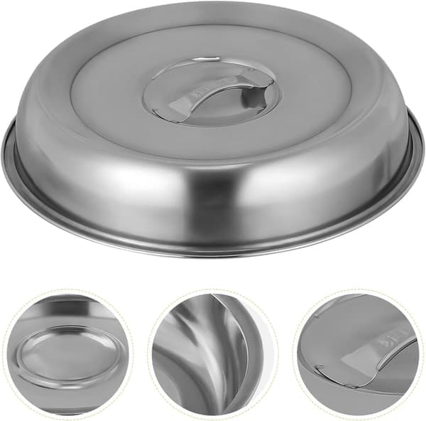 2 runde grilllåg i rustfrit stål, ostesmeltedome og damper til plancha-grill og andre rygeovne 20 cm