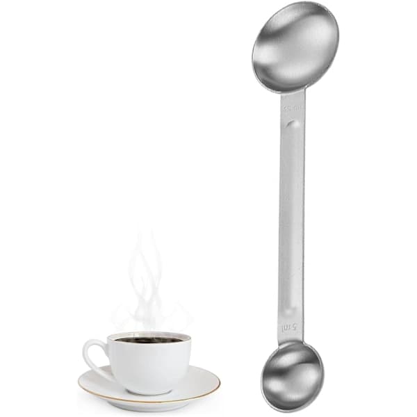 Kaffemåleske til malet kaffe - Rustfrit stål, Multifunktionelt kaffeværktøj til måling og komprimering, Sølv Silver