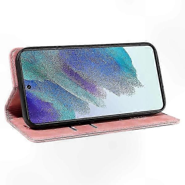 PU Läder RFID-blockerande Plånboksfodral med Ställfunktion för Galaxy A52-serien Pink