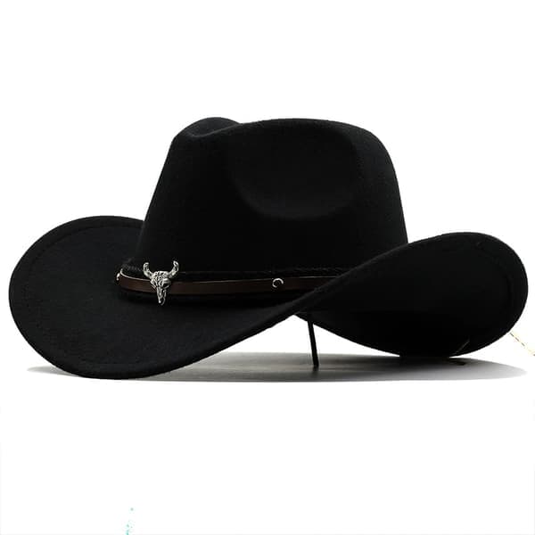Western cowboyhat, vinter jazzhat, filthat, herre- og damehatte, sort 56-58cm
