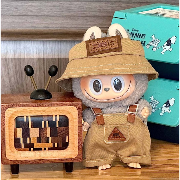 Labubu partykläder för första och andra generationens blind boxes gjorda av canvas (exklusive dockor) Brown Traveler