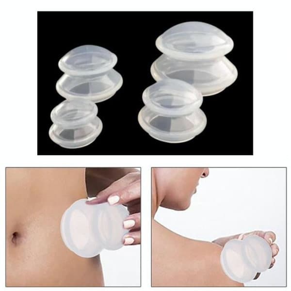 Cupping Therapy Sæt til Fuld Kropsmassage – 4 stk. Silikonekopper, Størrelser XS–L, Hvid