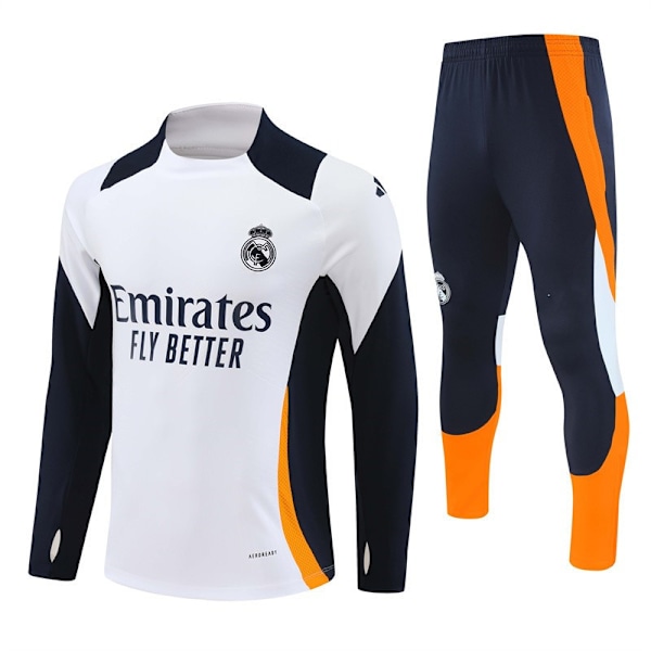 2425 Real Madrid Fodbold Træningsjersey Langærmet Hjemmejersey Voksen & Børn Sæt (Spillerversion) White M