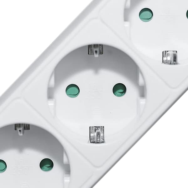 Extra Platt Grenuttag med Barnskydd - 3M Kabel, Flera Uttag, 5-Vägs Grenuttag Five socket 3M