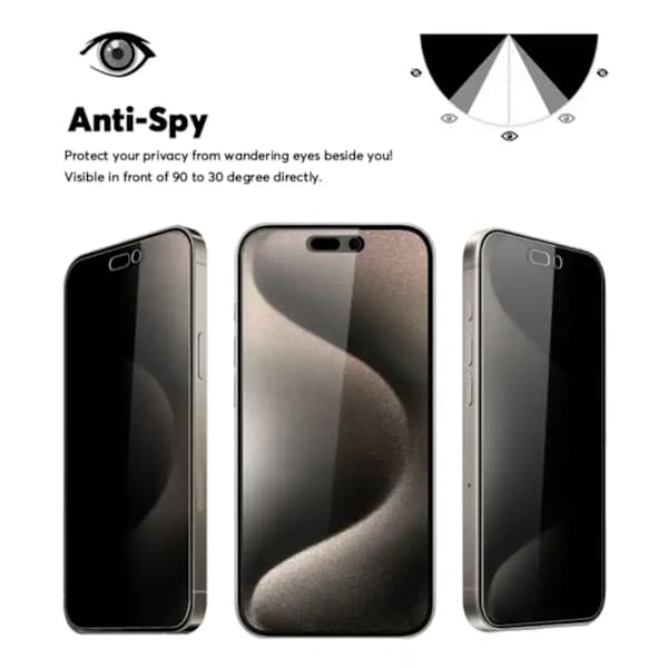 3 kpl iPhone 16 Pro Max -näytönsuoja – Premium karkaistu lasi, yksityisyyssuoja