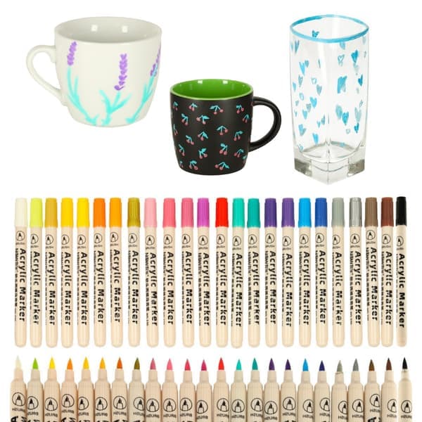 24-pack – Vattenfasta pennor för sten, glas, tyg & DIY Flerfärgad