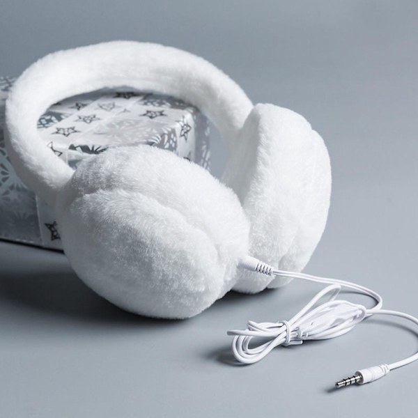 Bluetooth 5.0 hörlurar med varma öronmuffar, vinter utomhus hörlurar, varma och tjocka öronmuffar, Bluetooth 5.0 hörlurar White