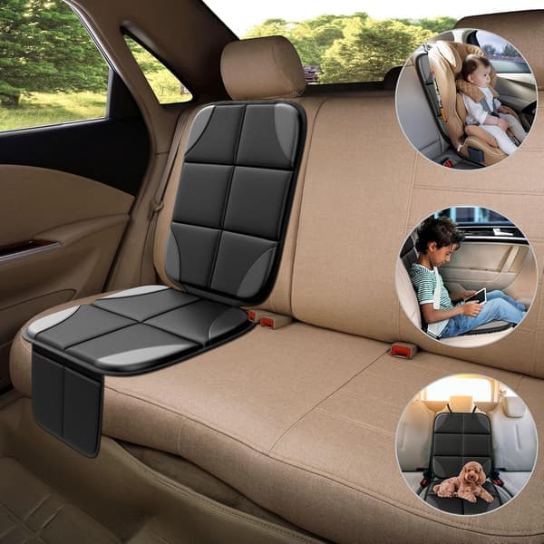 2-pack skyddsmattor för barnstolar, ISOFIX-kompatibel bas för barnstolar, med halkskyddsfunktion, bilstolsskydd