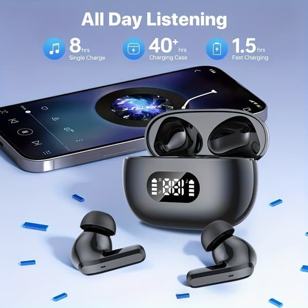 Trådløse Bluetooth In-Ear Hodetelefoner med LED-Ladeetui og Mikrofon Hvit Hvit Hvit